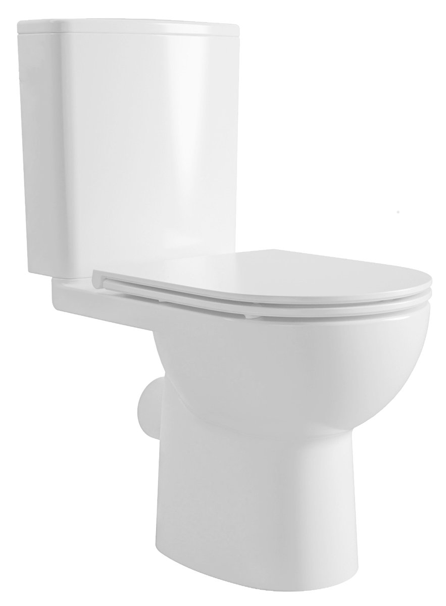 Aqualine TAVON WC kombi, Rimless, zadní odpad, bílá, pohled z úhlu