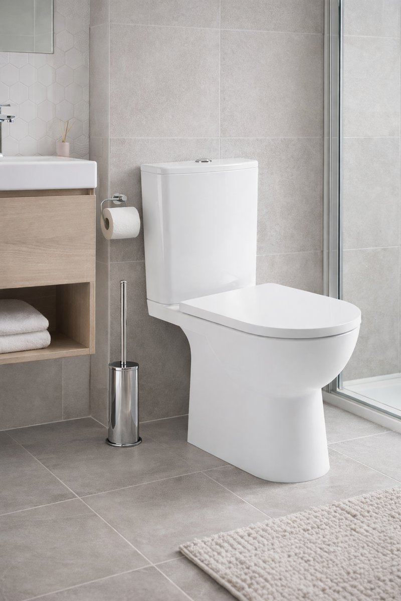 Aqualine TALAMO WC kombi, Rimless, spodní/zadní odpad, bílá, v koupelně