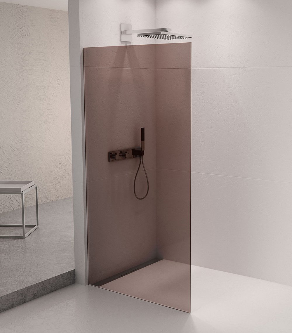 Polysan ARCHITEX sada pro uchycení skla podlaha-stěna se spádovou lištou, 1615x2105mm, levá, leštěný hliník, ve sprchovém koutě