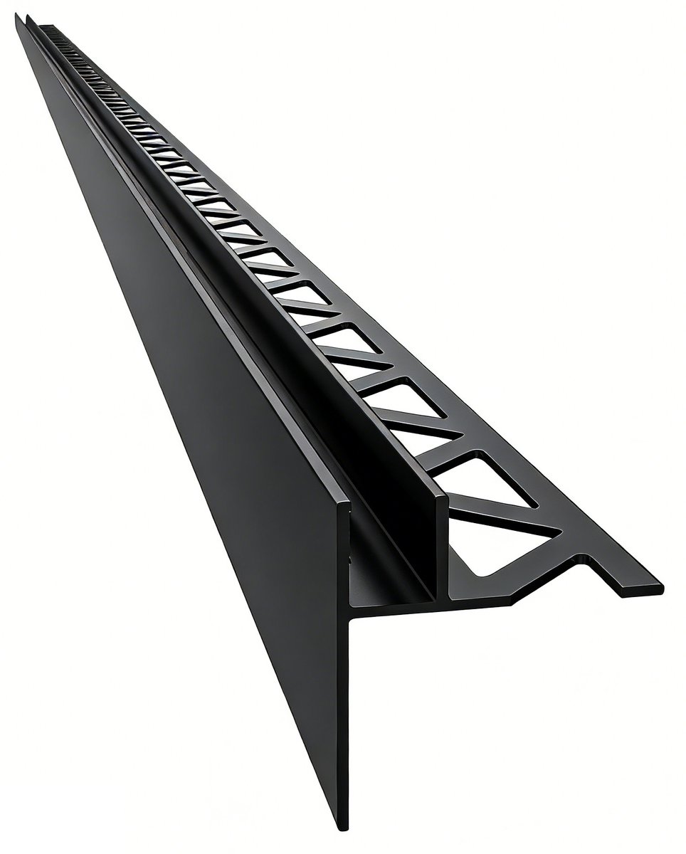 Polysan ARCHITEX sada pro uchycení skla podlaha-stěna se spádovou lištou, 1615x2105mm, levá, černá mat, pohled zešikma