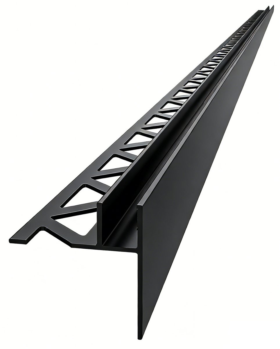 Polysan ARCHITEX sada pro uchycení skla podlaha-stěna se spádovou lištou, 1615x2105mm, pravá, černá mat, pohled zešikma 2