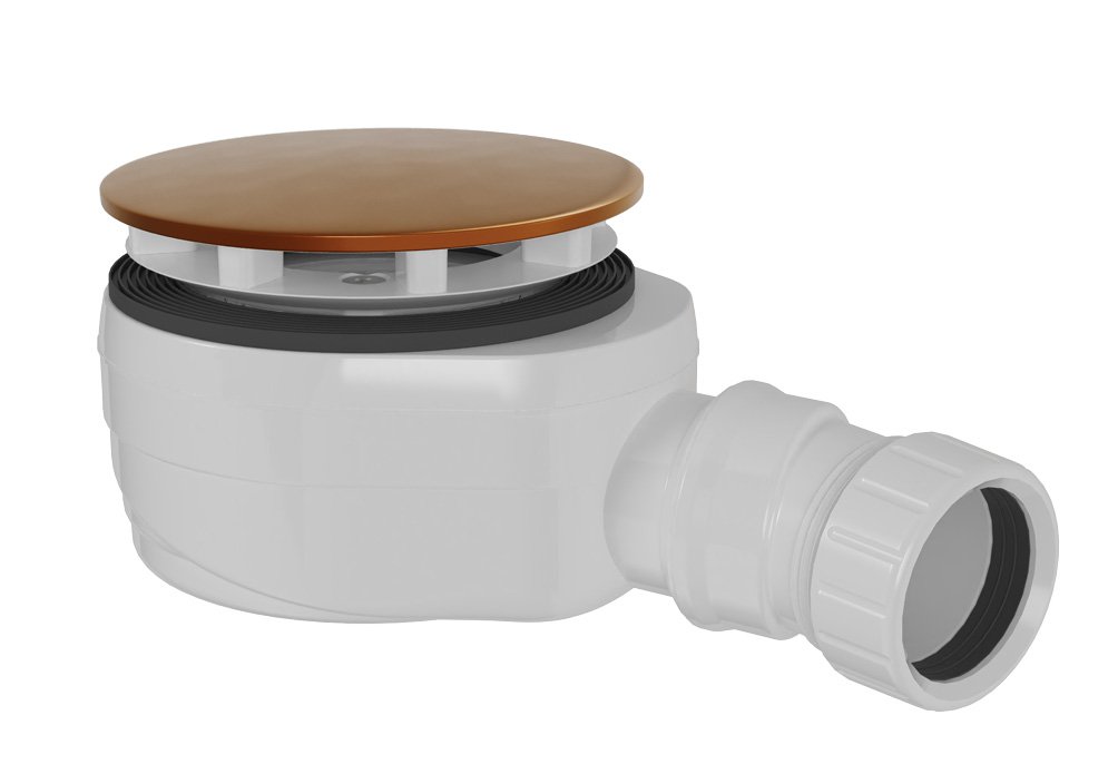 Polysan Vaničkový sifon, průměr 90mm, DN40, nízký, krytka měď mat