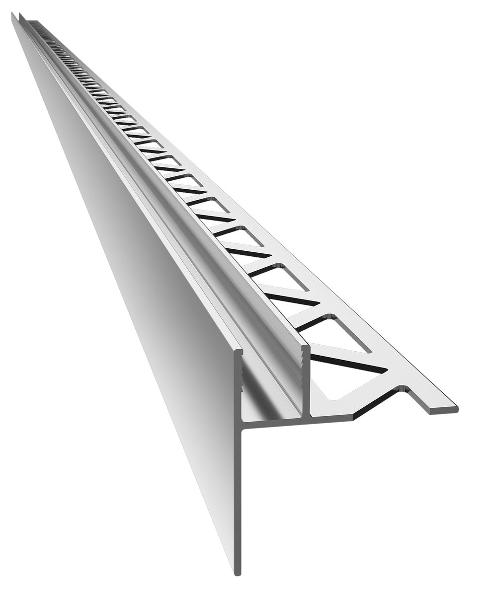 Polysan ARCHITEX sada pro uchycení skla, podlaha-stěna-strop se spádovou lištou, 1615x2600mm, levá, leštěný hliník, pohled zešikma