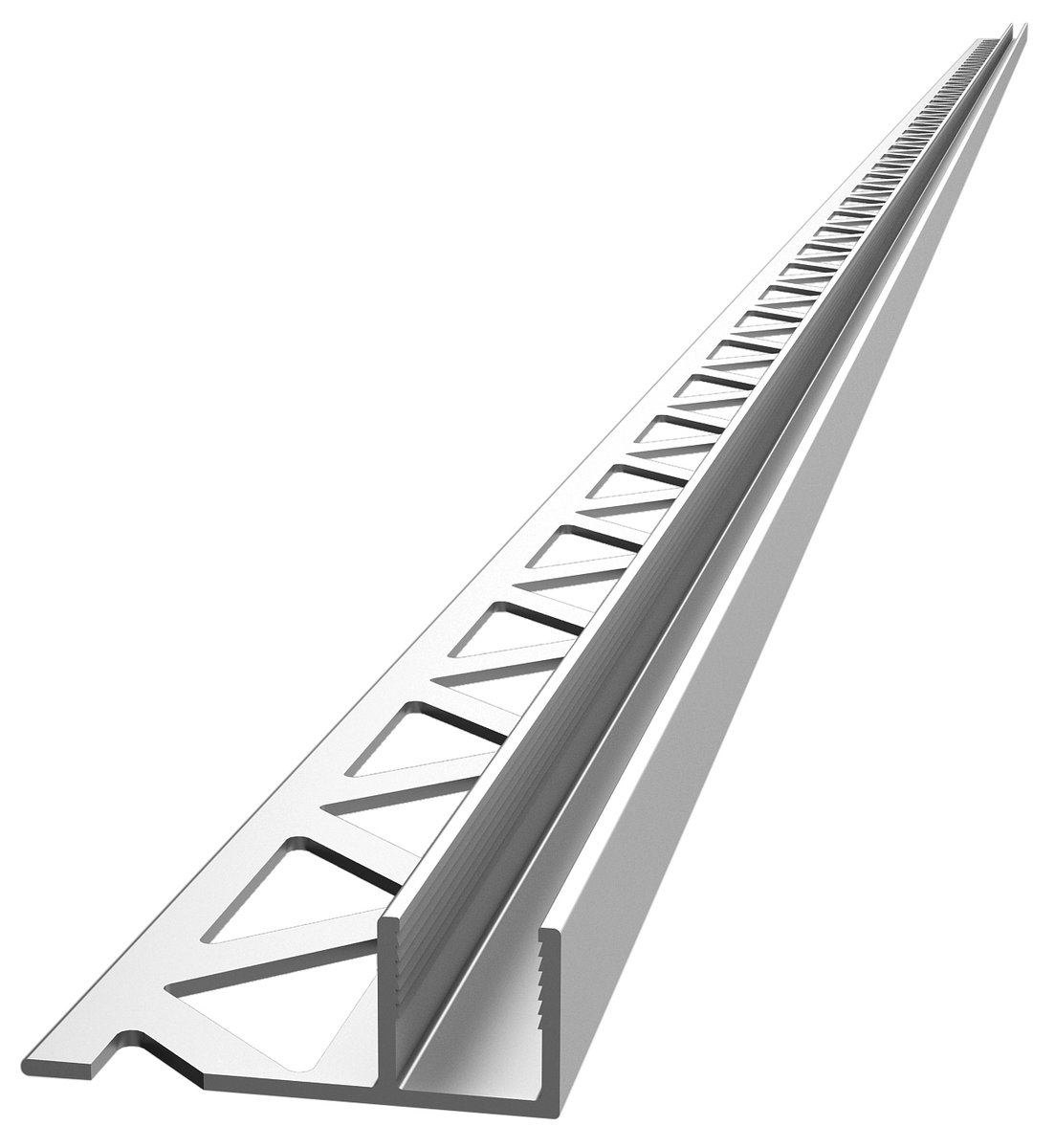 Polysan ARCHITEX sada pro uchycení skla, podlaha-stěna-strop se spádovou lištou, 1615x2600mm, levá, leštěný hliník, pohled zešikma 2
