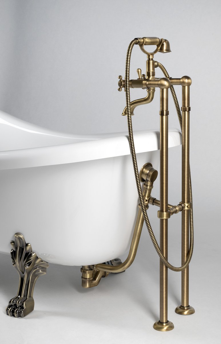 Polysan RETRO volně stojící vana 174,5x82x80,5cm, bílá, nohy bronz, s vanou na nožkách