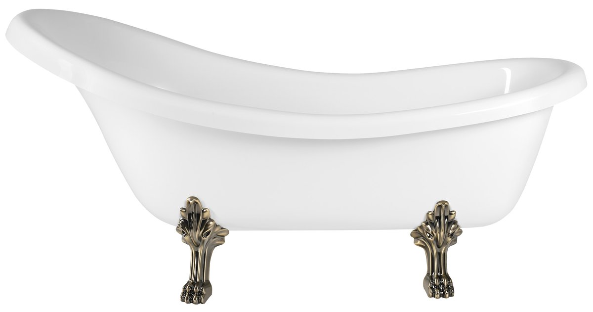 Polysan RETRO volně stojící vana 174,5x82x80,5cm, bílá, nohy bronz, pohled zboku