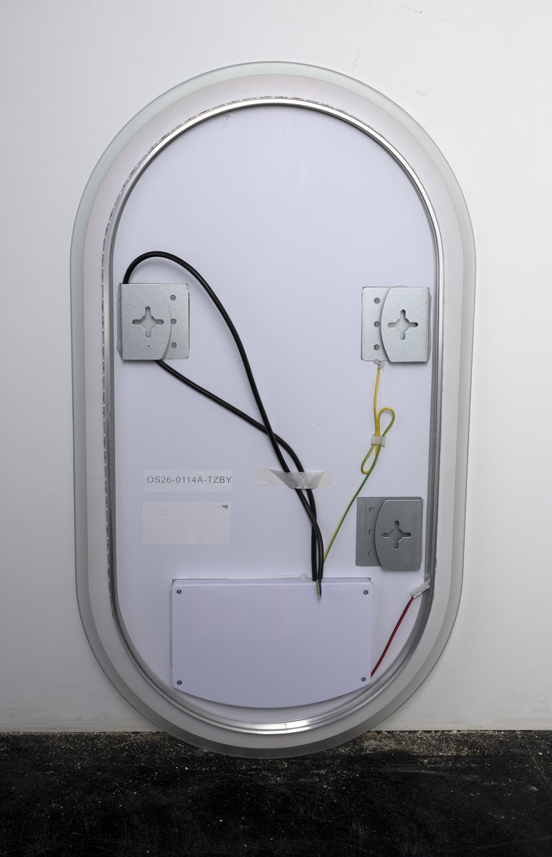 Aqualine MAGARA oválné zrcadlo s LED osvětlením 45x80cm, dotykový senzor, stmívatelné, pohled zezadu s kabeláží