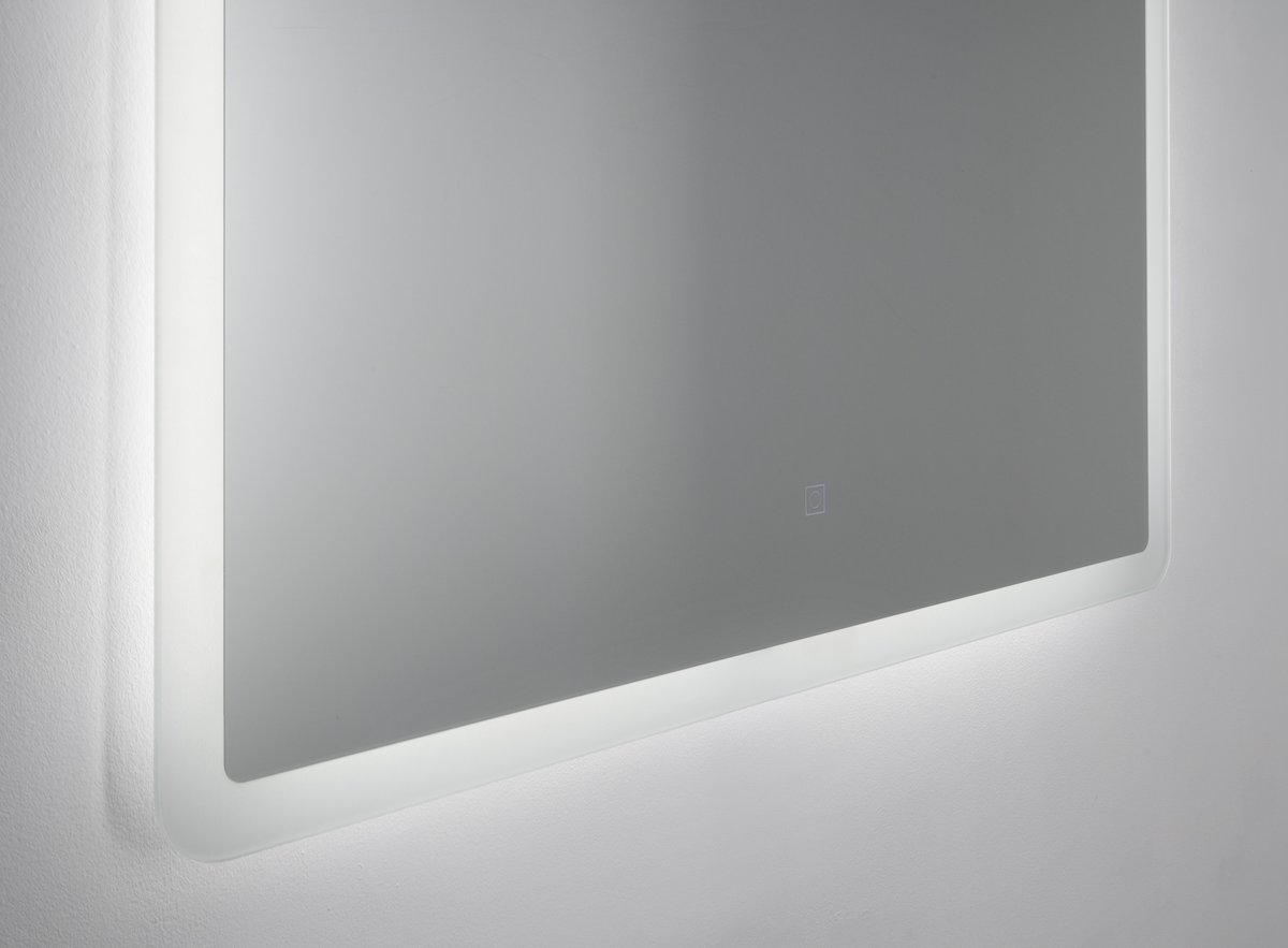 Aqualine FAGO zrcadlo s LED osvětlením 80x60cm, dotykový senzor, stmívatelné, detail podsvícené hrany