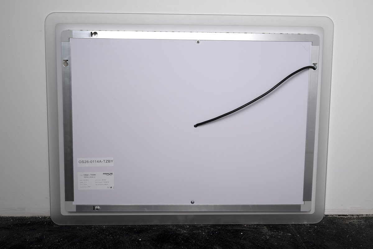 Aqualine FAGO zrcadlo s LED osvětlením 80x60cm, dotykový senzor, stmívatelné, pohled zezadu s kabelem