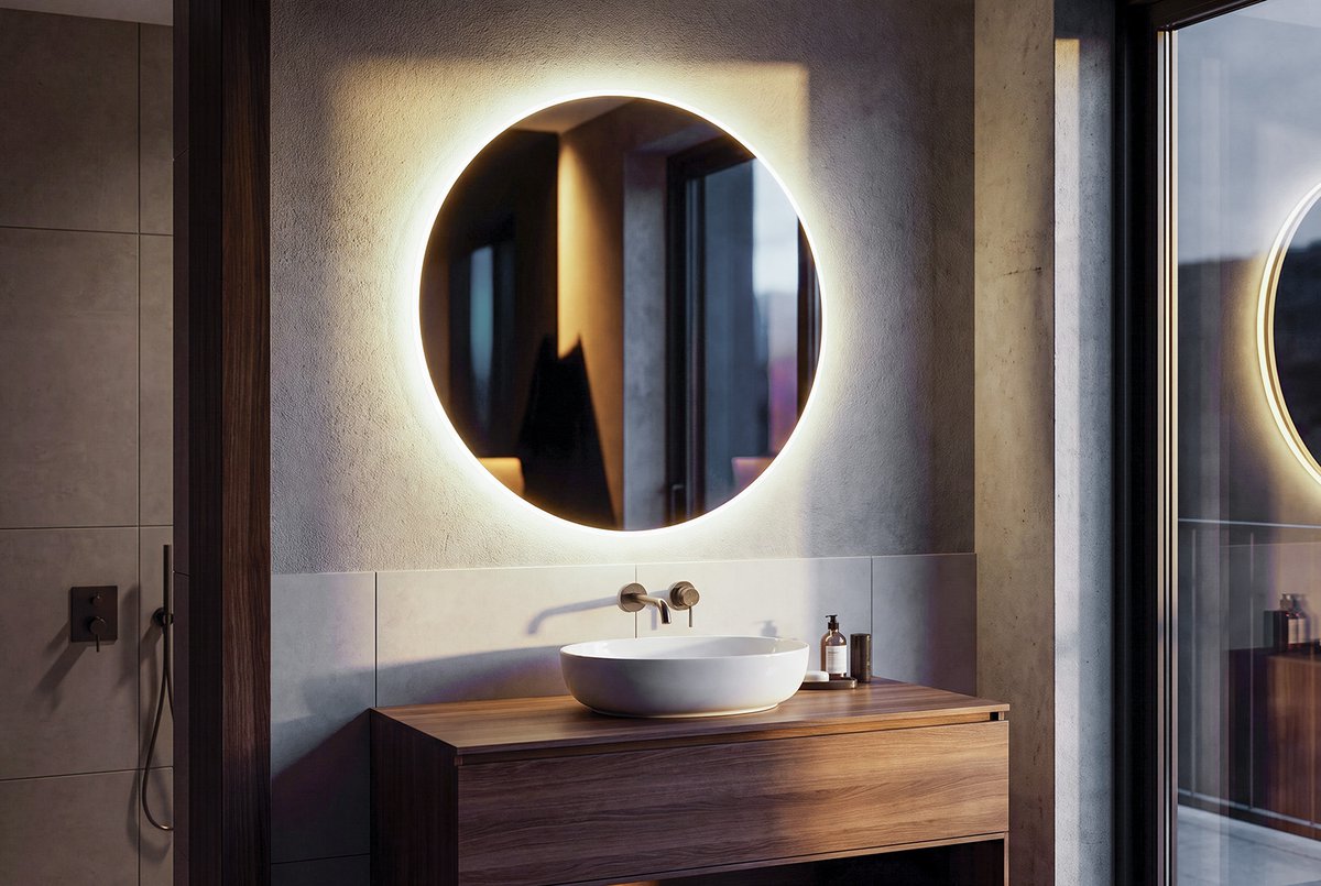 Aqualine URSA kulaté zrcadlo s LED osvětlením ø 70cm, dotykový senzor, stmívatelné, s podsvícením nad umyvadlem 2