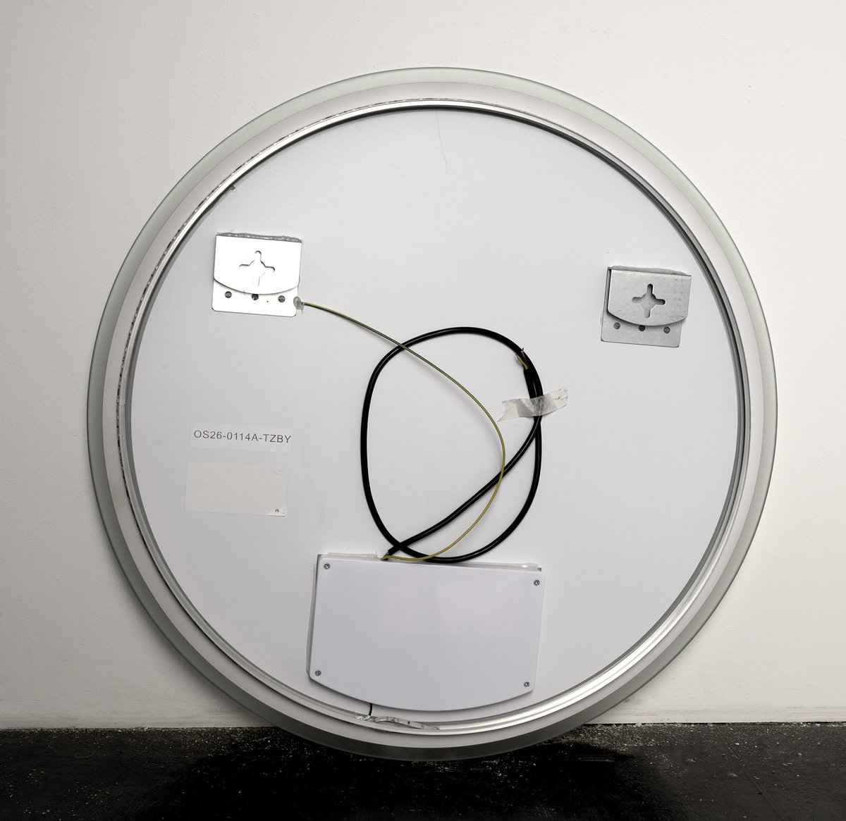 Aqualine URSA kulaté zrcadlo s LED osvětlením ø 70cm, dotykový senzor, stmívatelné, pohled zezadu s kabeláží