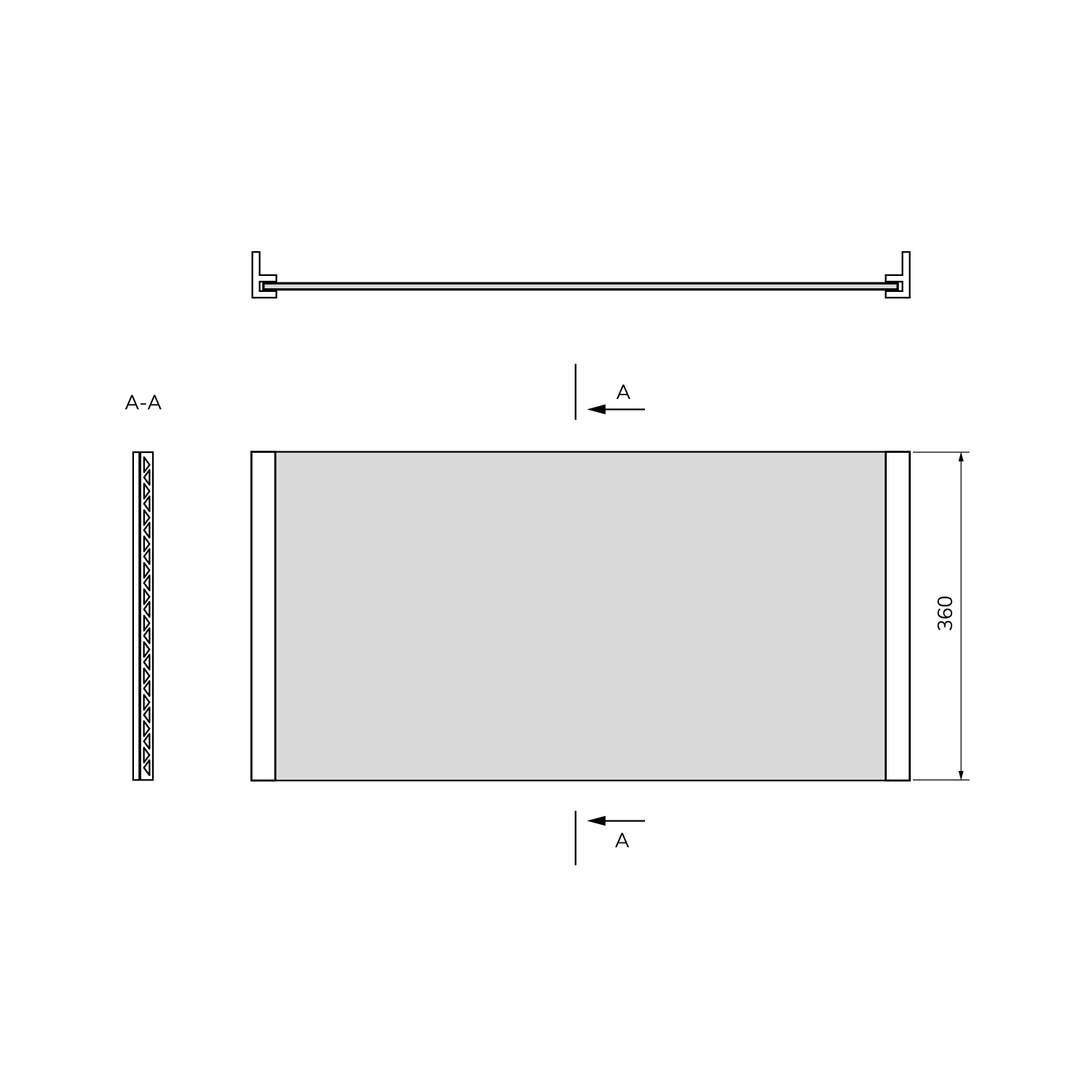 Polysan UNIVERSAL NIKA panel 140x36cm, technický nákres