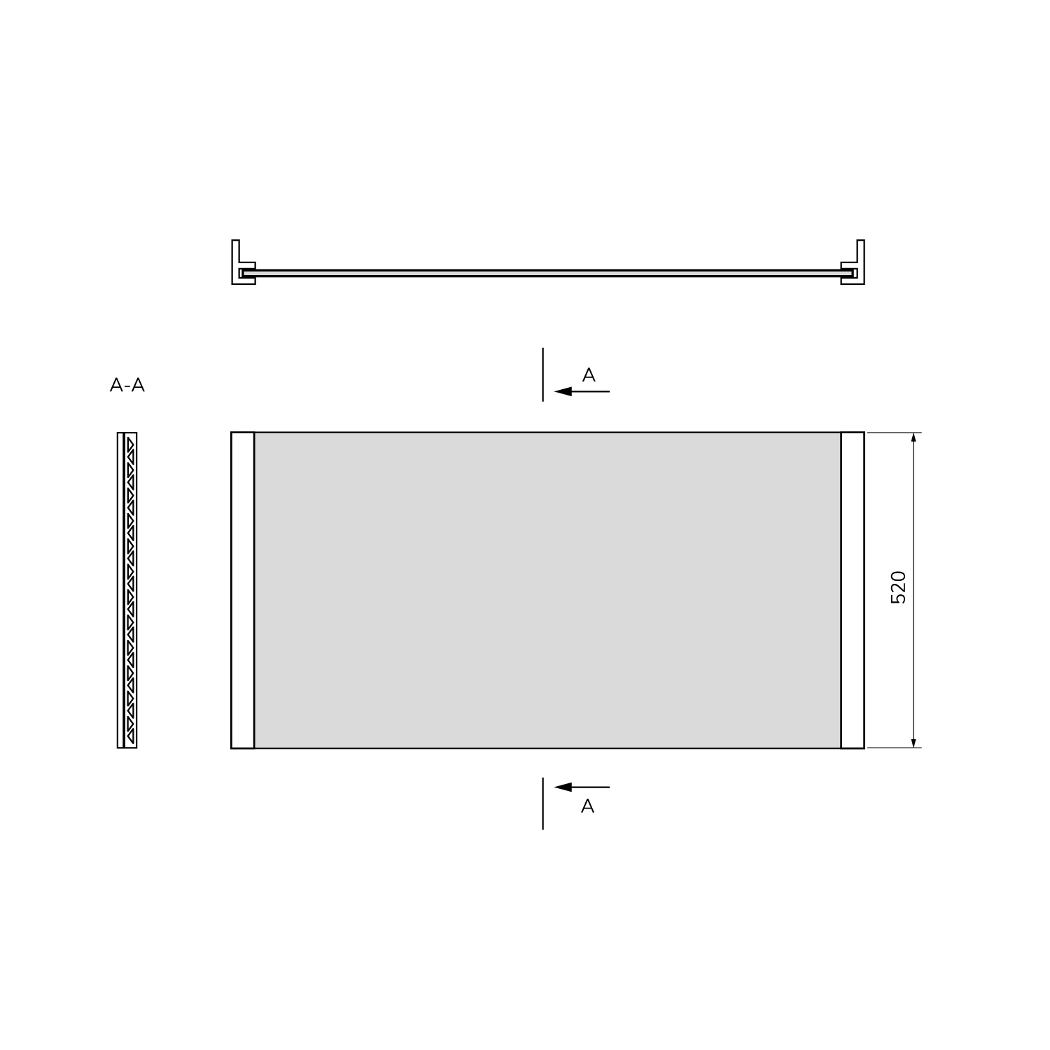 Polysan UNIVERSAL NIKA panel 120x52cm, technický nákres