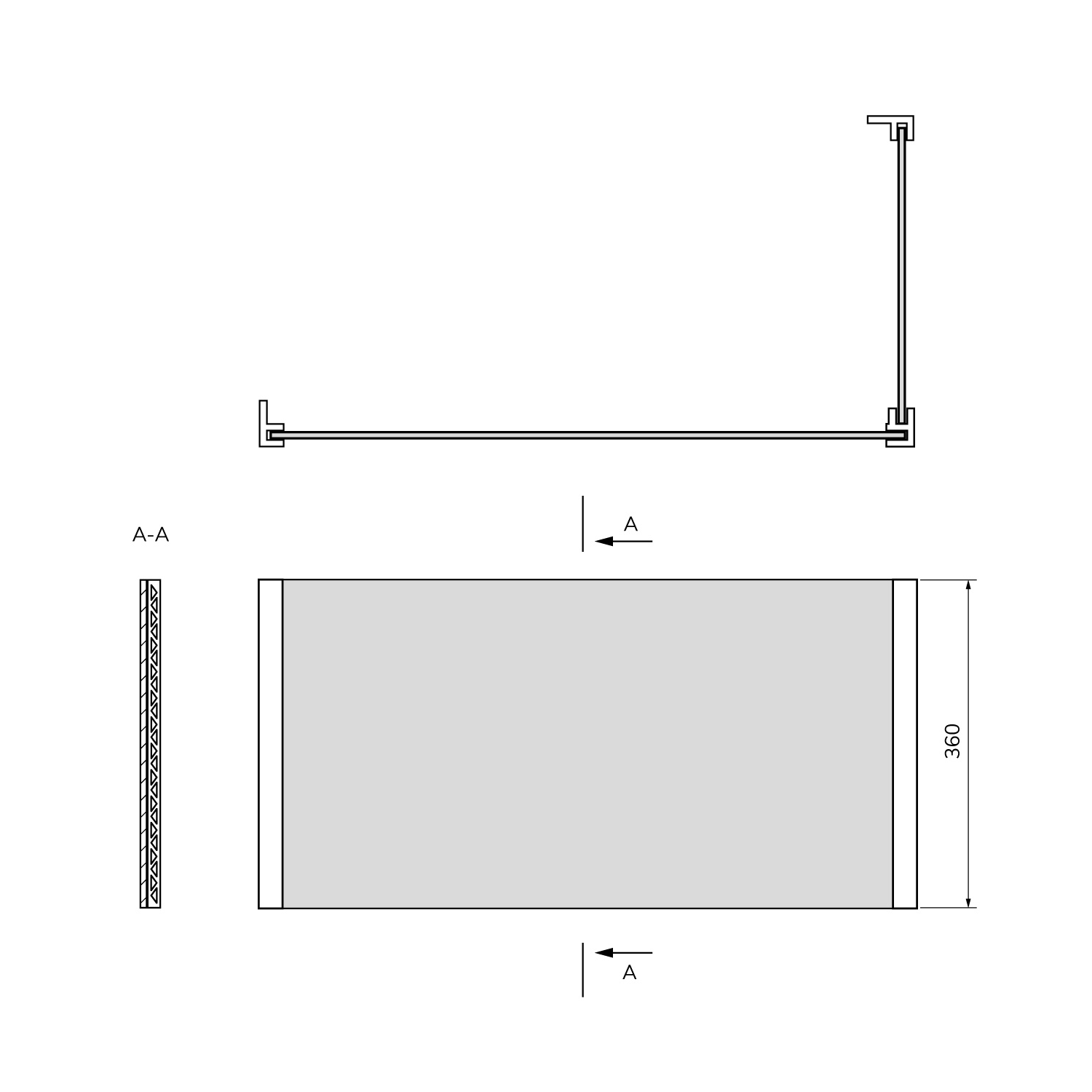 Polysan UNIVERSAL rohový panel 140x75x36cm, L/R, technický nákres