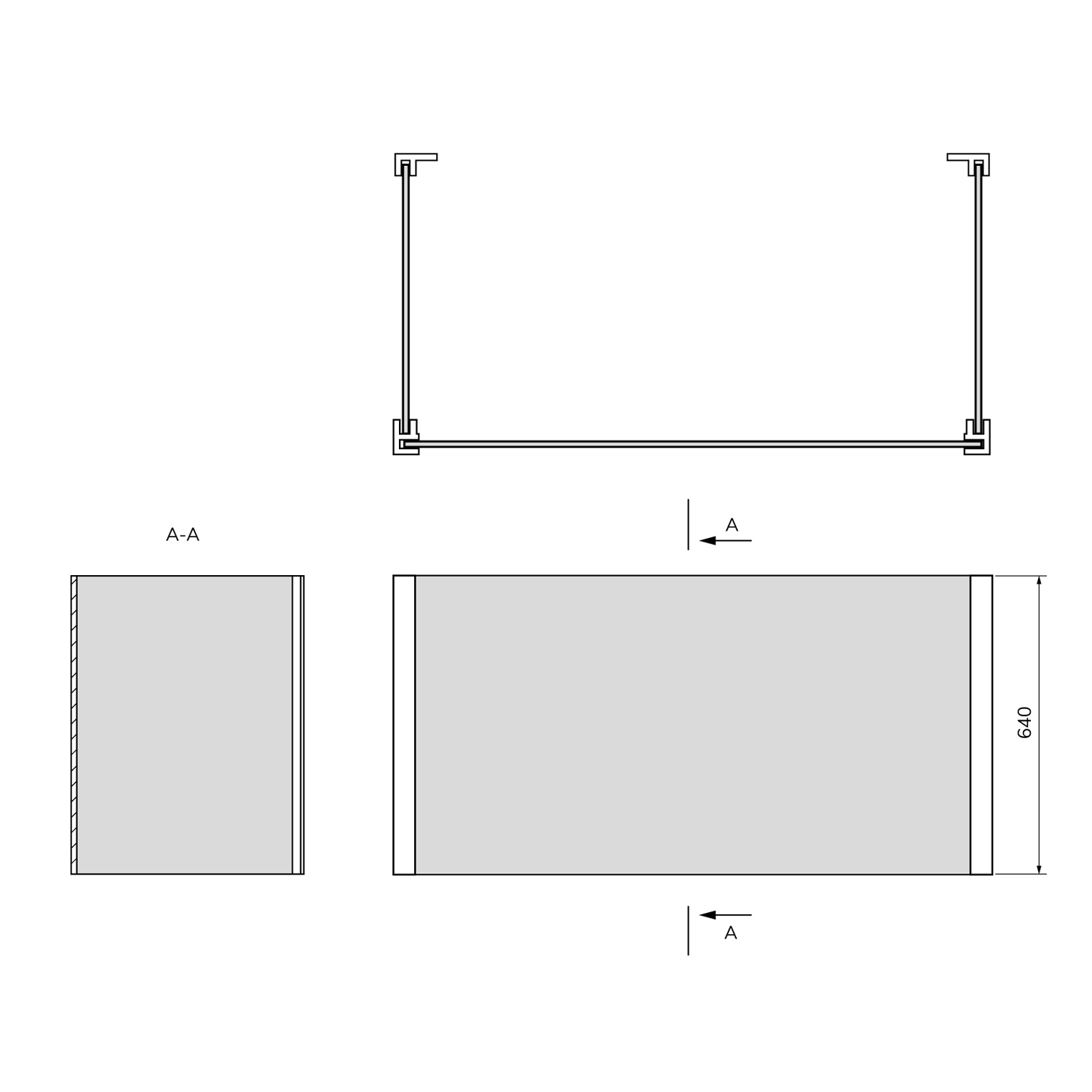 Polysan UNIVERSAL U panel 120x180x120x64cm, technický nákres