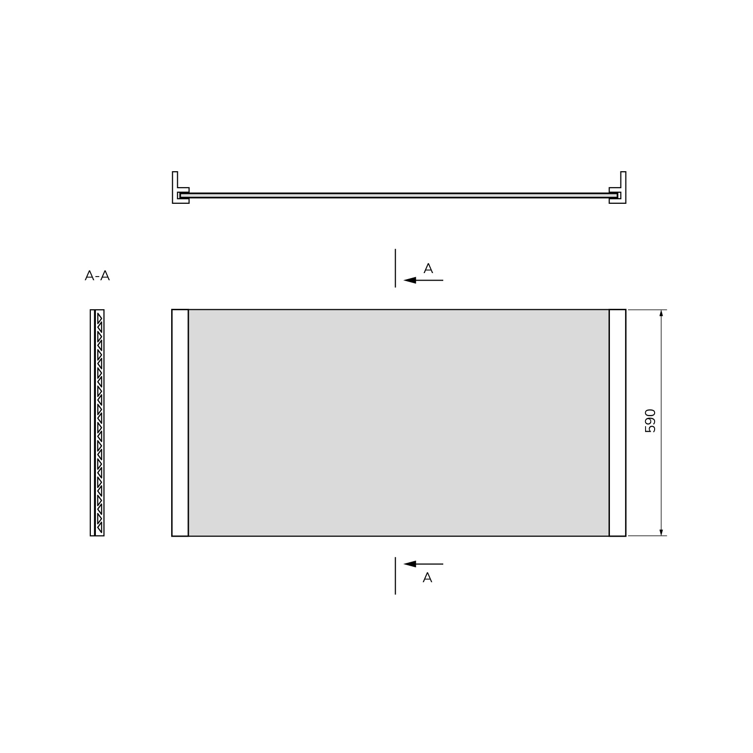 Polysan UNIVERSAL NIKA panel 165x59cm, technický nákres