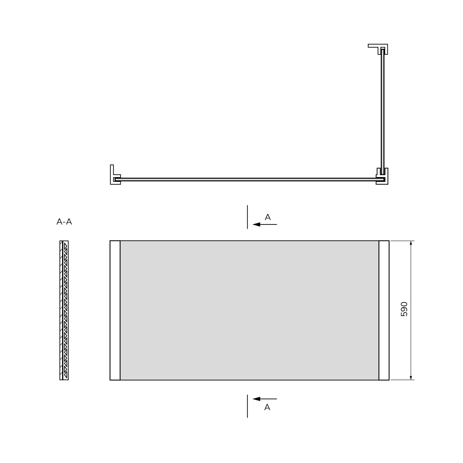 Polysan UNIVERSAL rohový panel 200x120x59cm, L/R, technický nákres