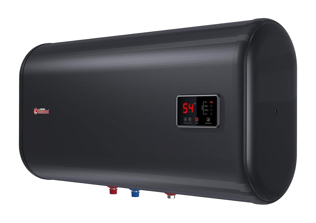 THERMEX ID SHADOW elektrický bojler, zásobník, 80 l, WIFI, horizontální, černá, pohled šikmo zepředu