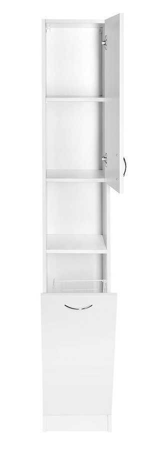Aqualine SIMPLEX ECO vysoká skříňka s košem 30x180x30cm, s otevřenými dvířky