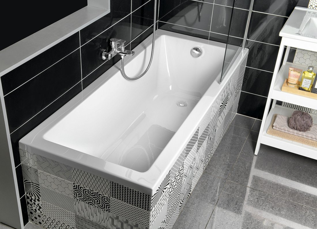 Aqualine DOUBRAVA obdélníková vana 160x70x42cm, bílá, v koupelně s obkladem
