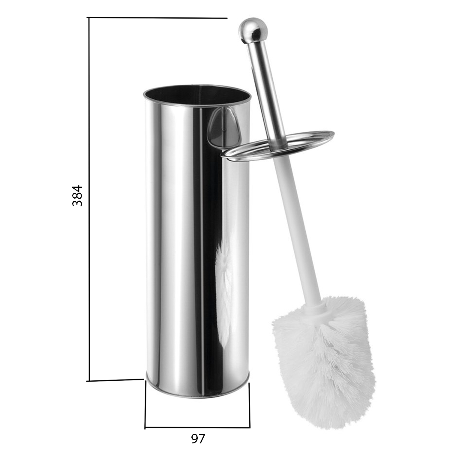 Aqualine SIMPLE LINE WC štětka válcová, nerez lesk, technický nákres