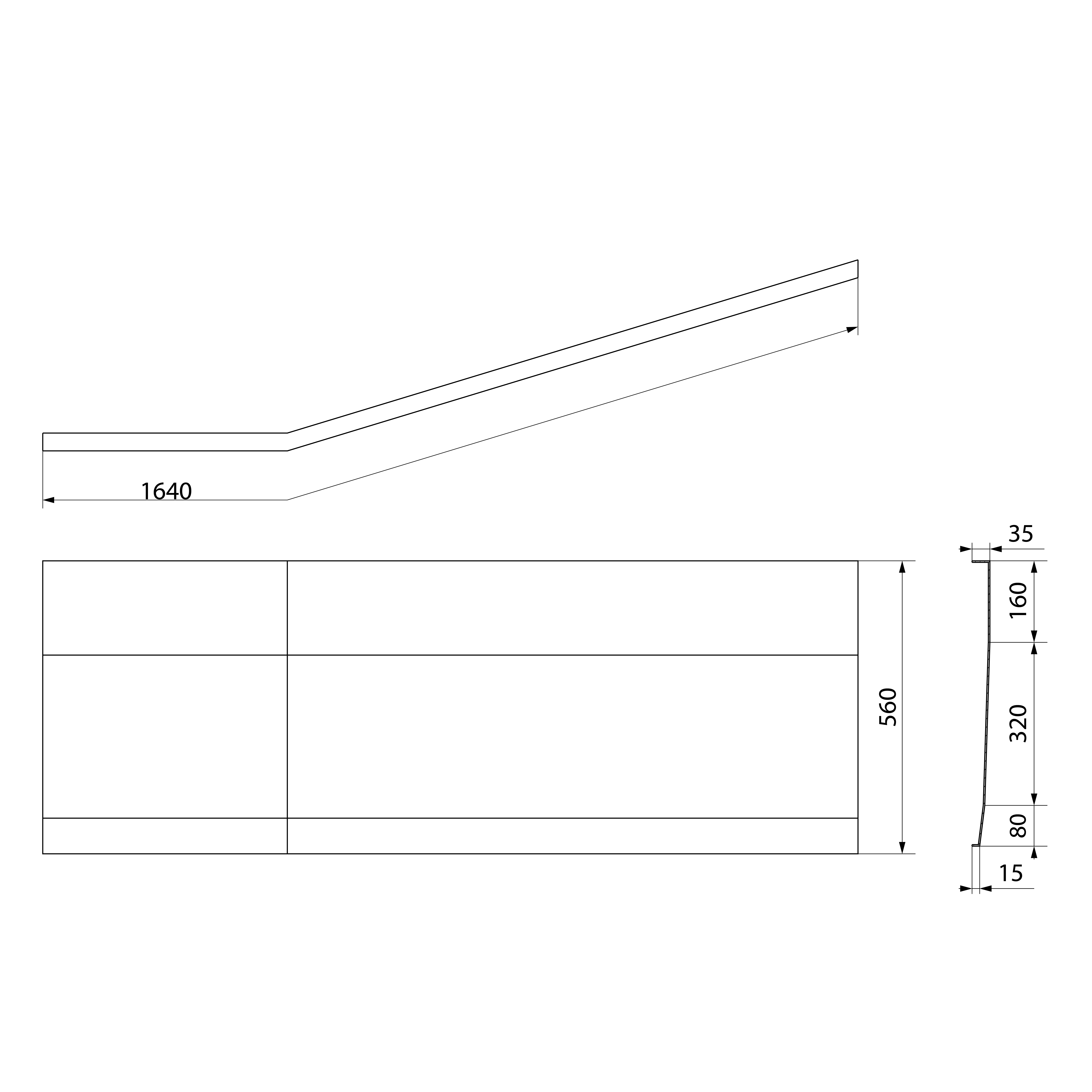 Polysan PROJEKTA L 160 panel čelní, technický nákres