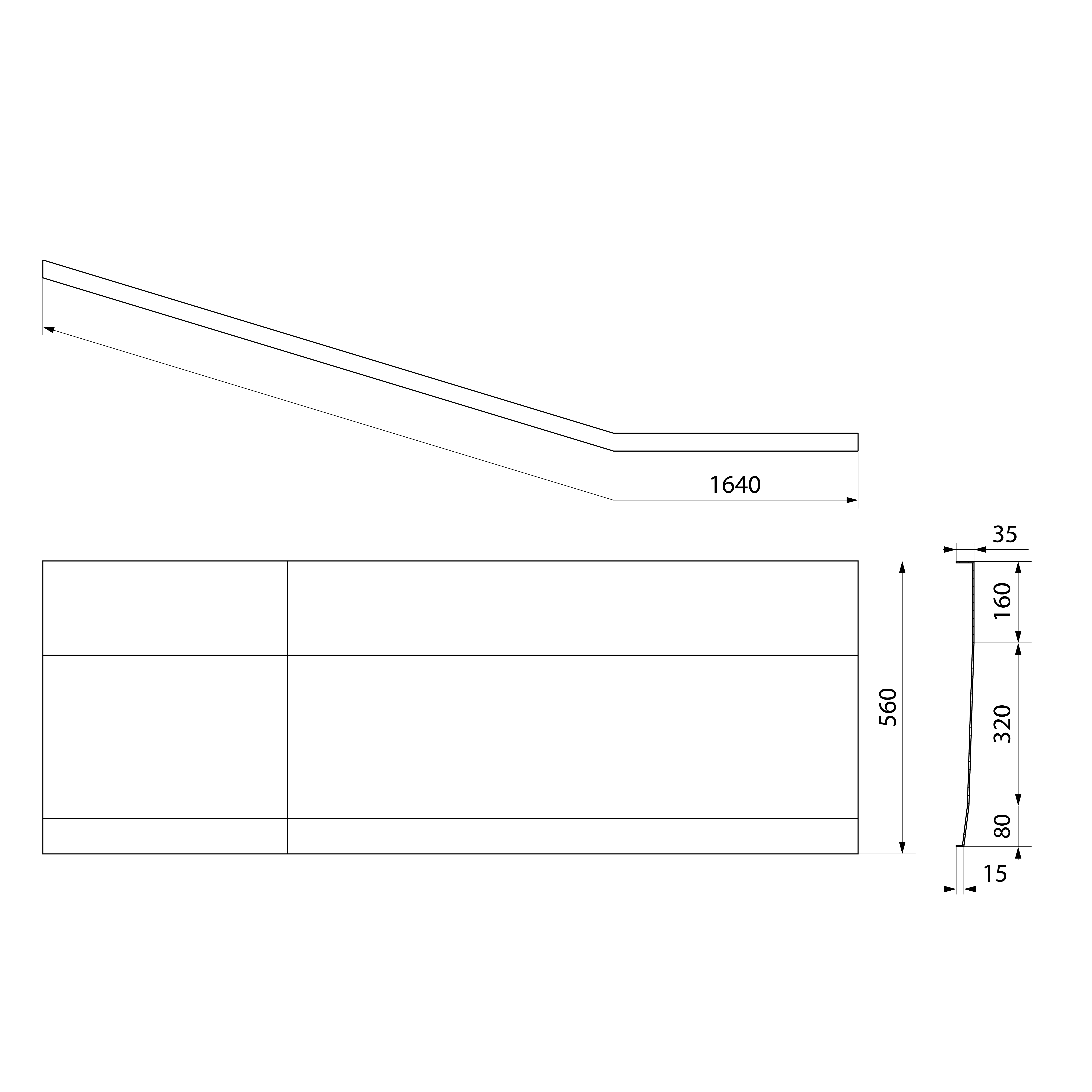 Polysan PROJEKTA R 160 panel čelní, technický nákres