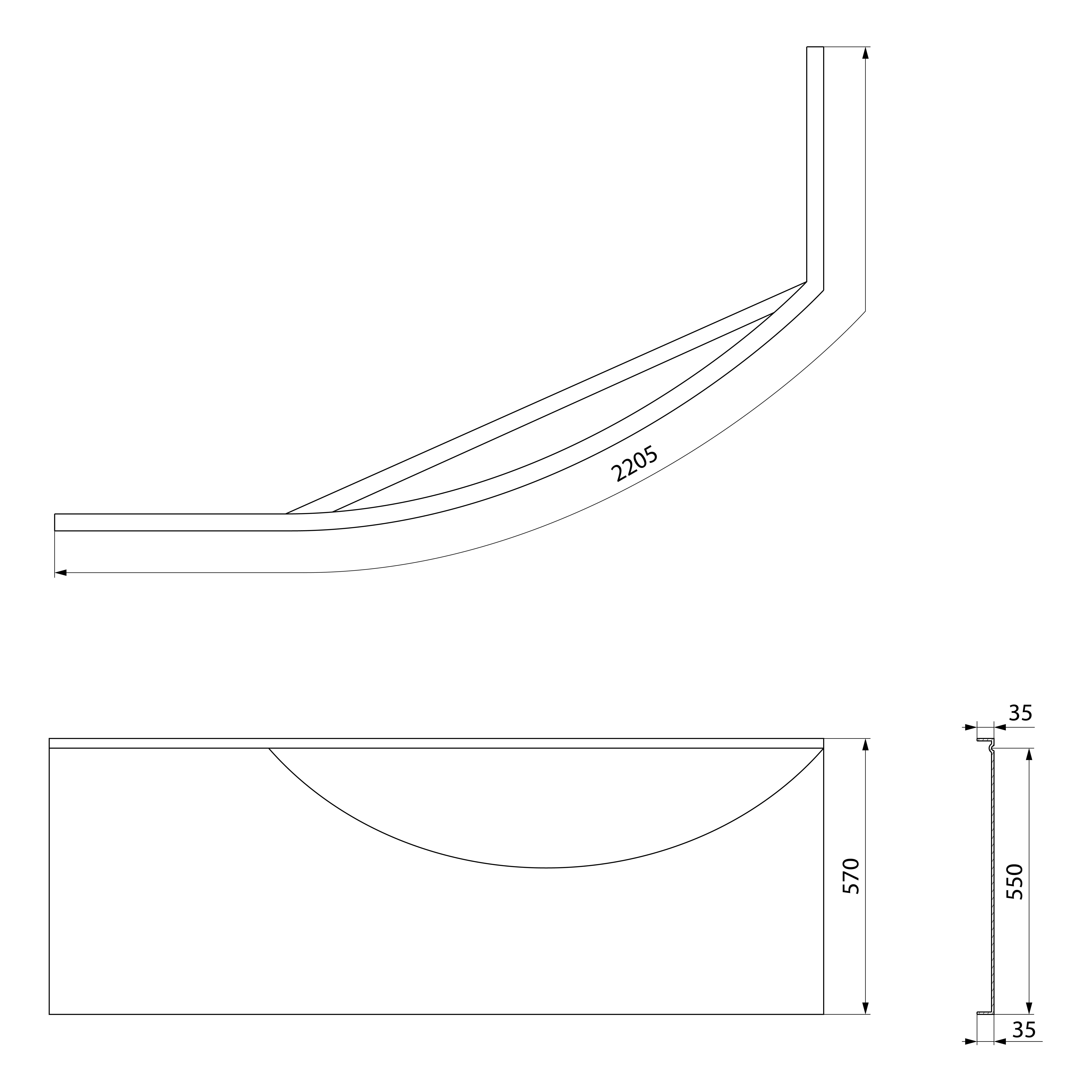 Polysan MAMBA L 160 panel rohový, technický nákres