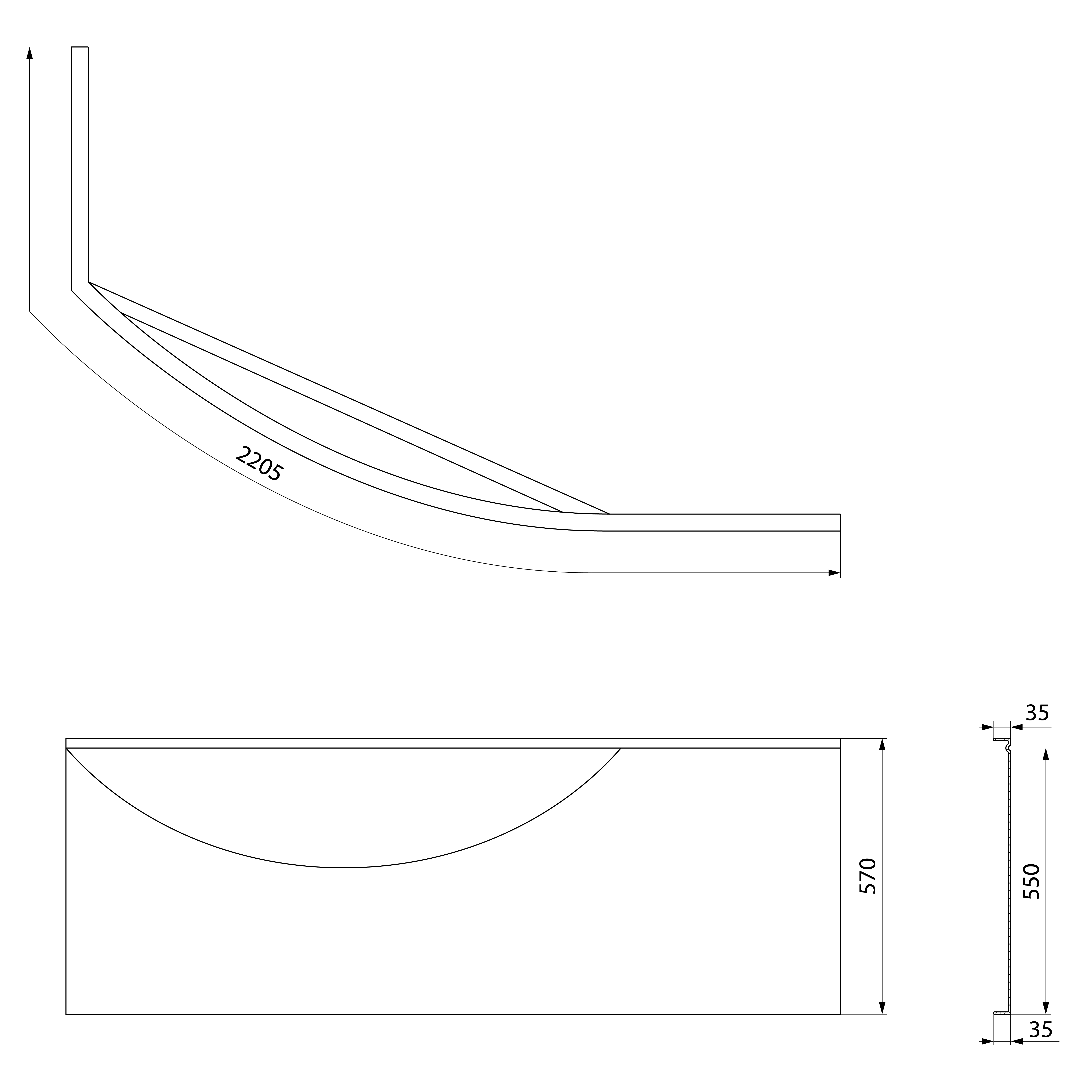 Polysan MAMBA R 160 panel rohový, technický nákres