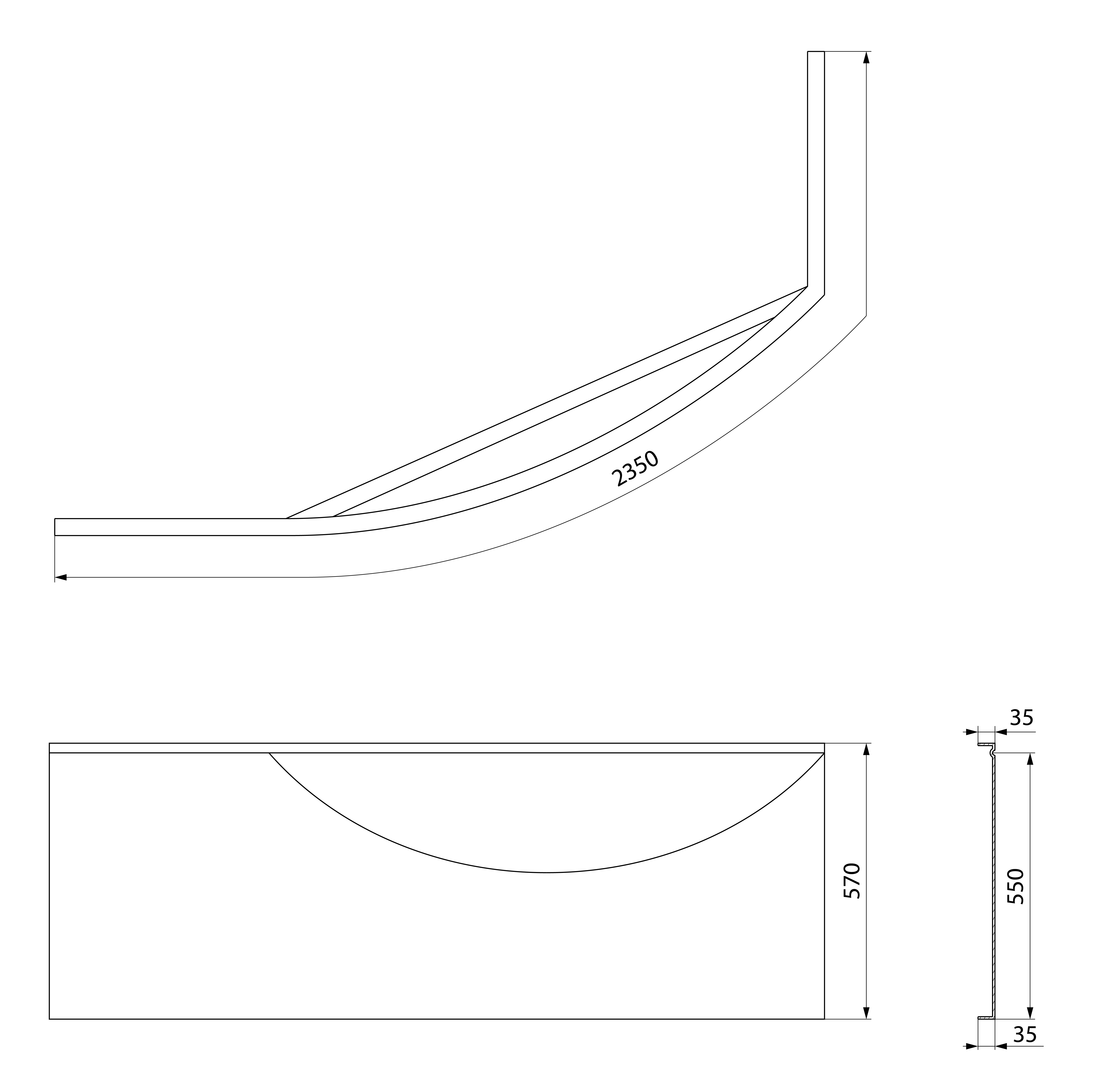 Polysan MAMBA L 170 panel rohový, technický nákres