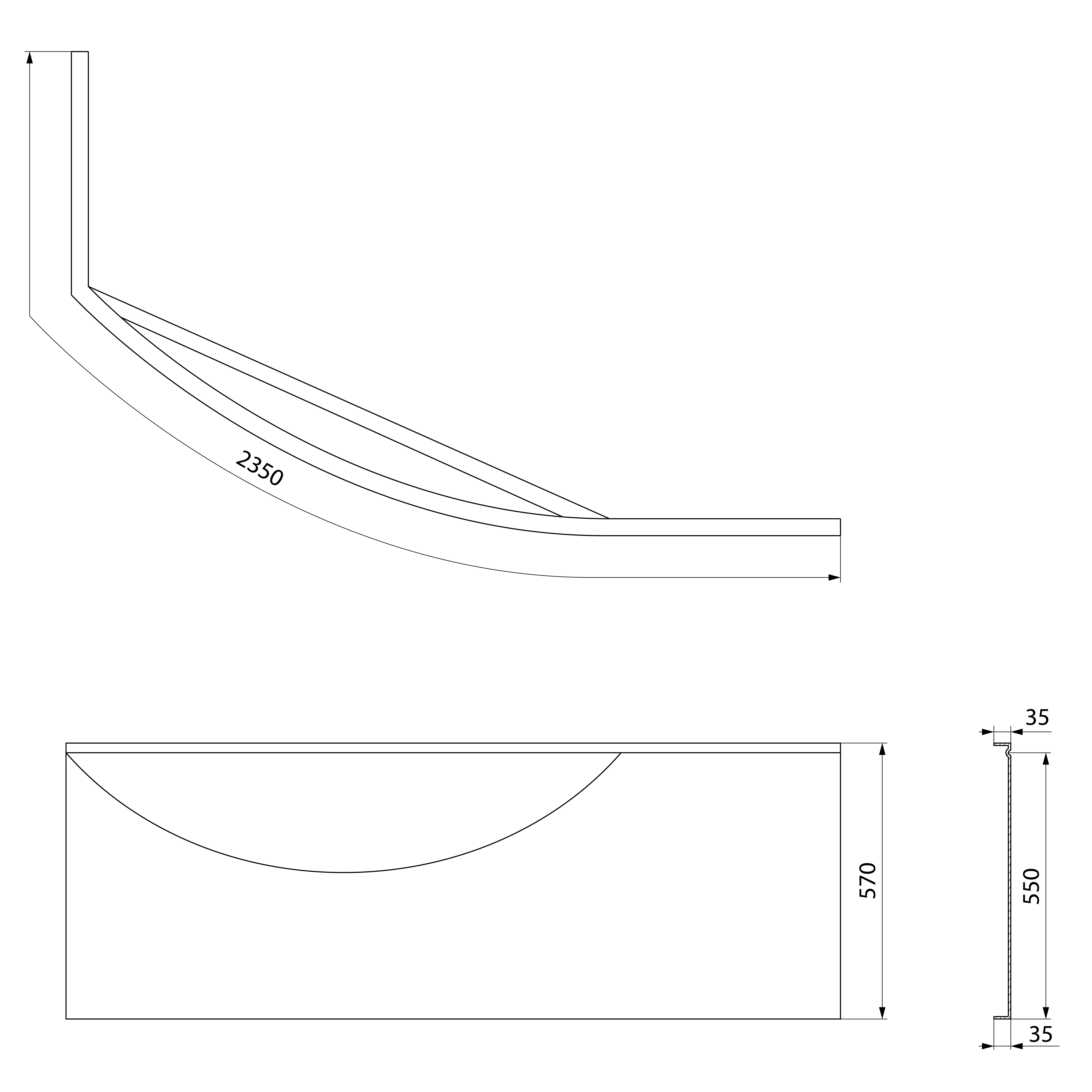 Polysan MAMBA R 170 panel rohový, technický nákres