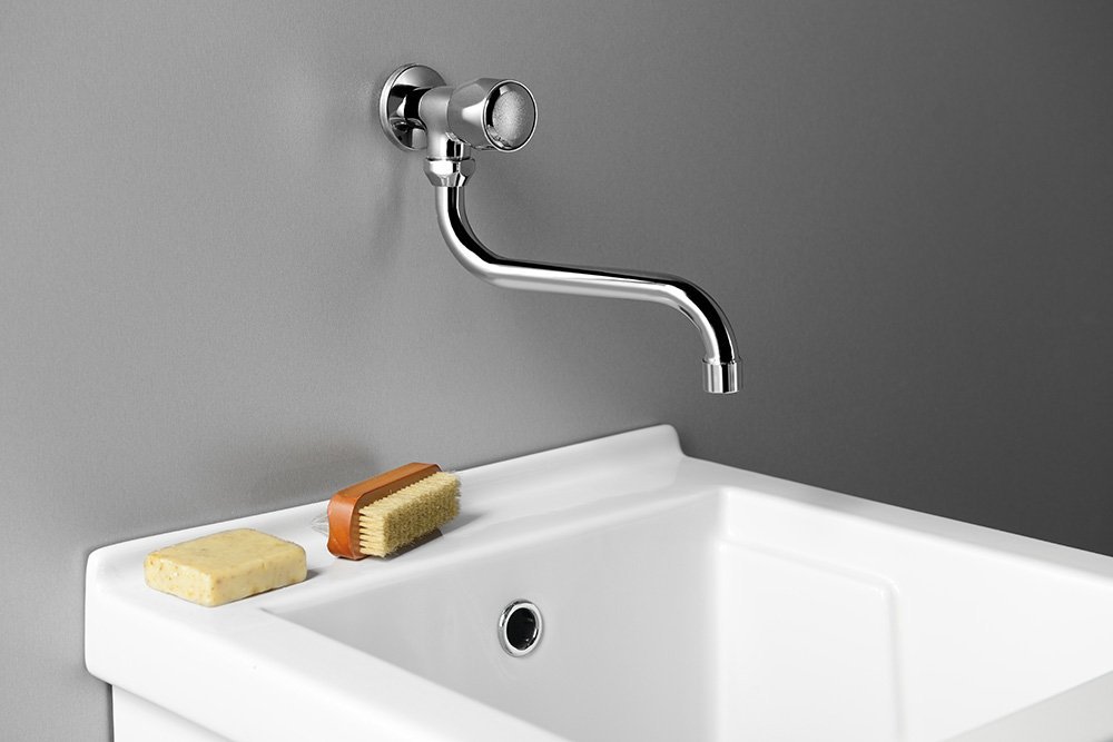 Aqualine Nástěnný ventil 1/2", otočná hubice, chrom, nad umyvadlem