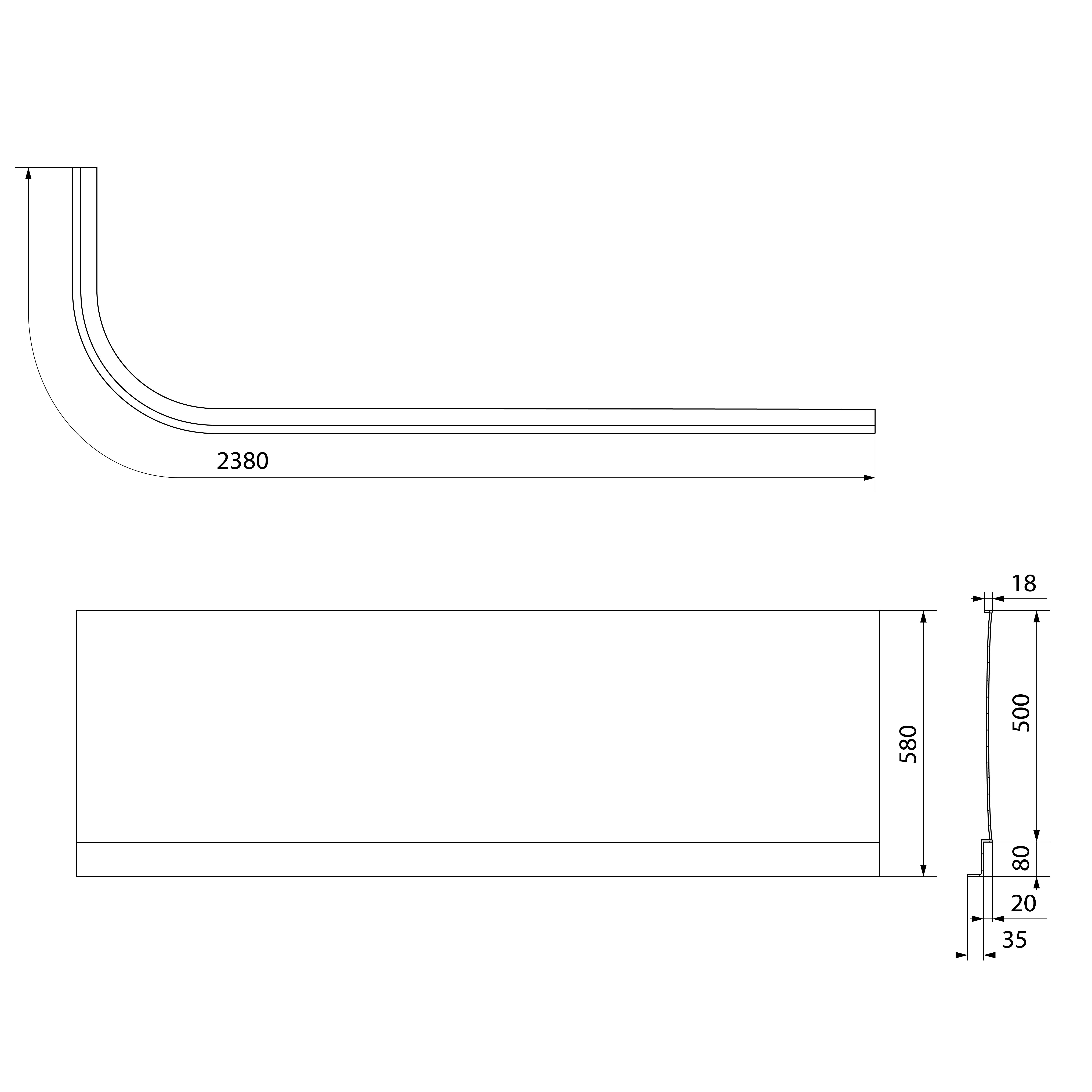 Polysan VIVA R 175 panel čelní, technický nákres