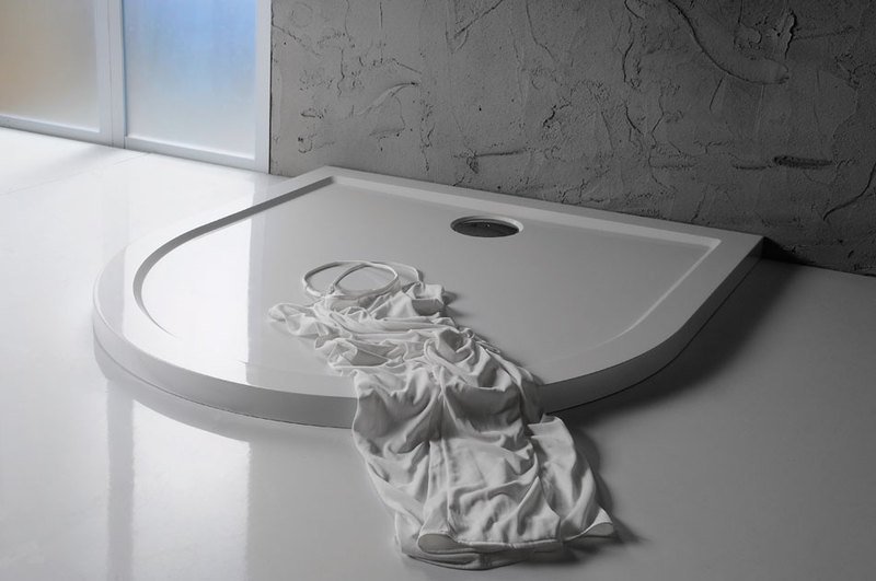 Polysan ISA 90 sprchová vanička z litého mramoru, půlkruh 90x90cm, bílá, v koupelně
