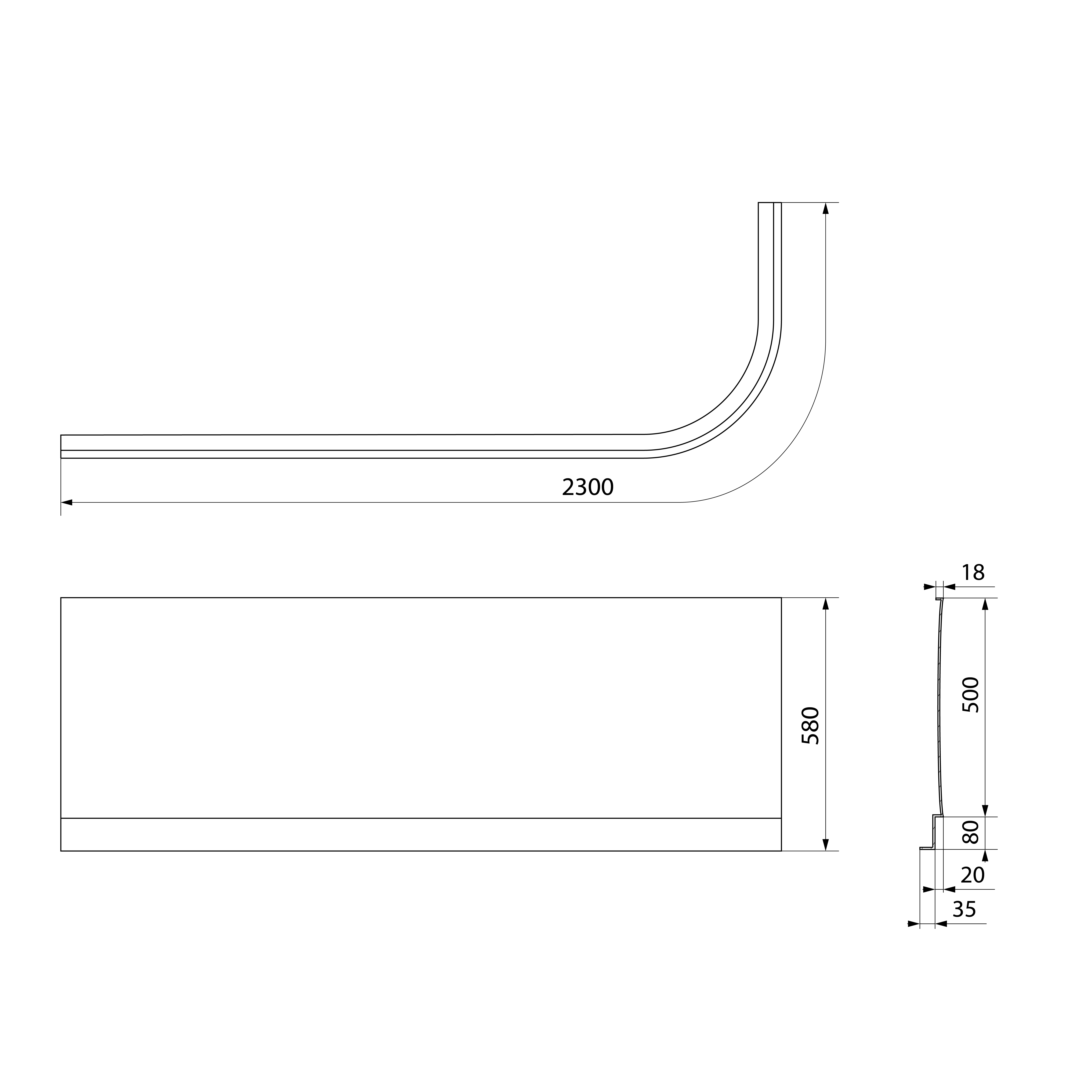 Polysan ASTRA L panel čelní, technický nákres
