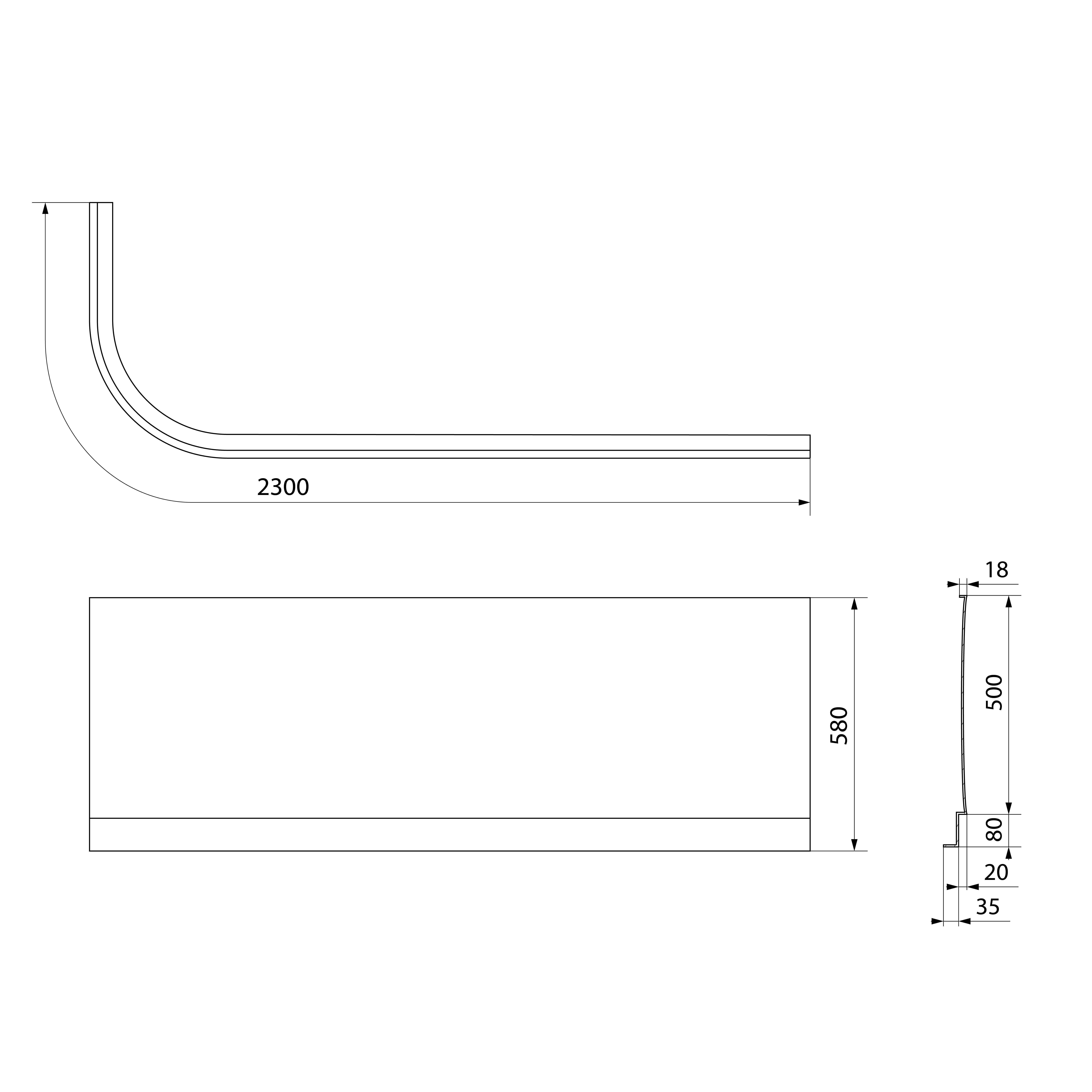 Polysan ASTRA R panel čelní, technický nákres
