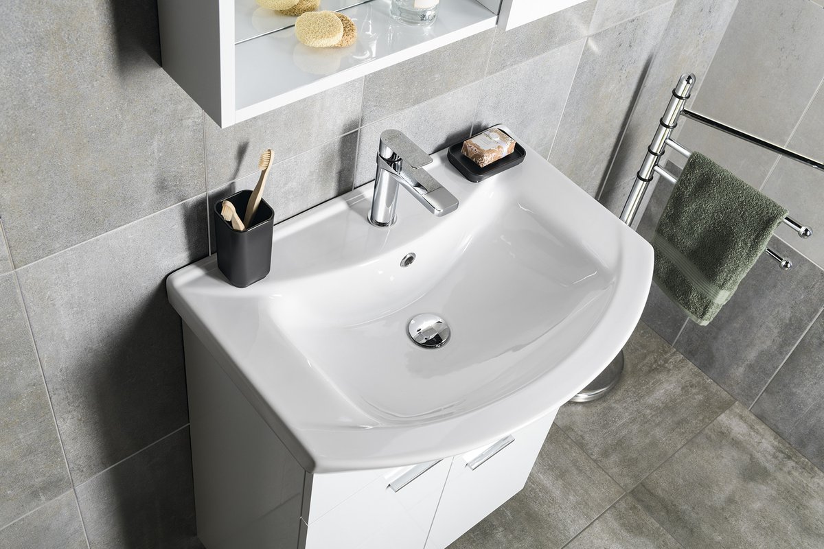 Aqualine ZERO keramické umyvadlo nábytkové 65x46cm, bílá, na skříňce v koupelně