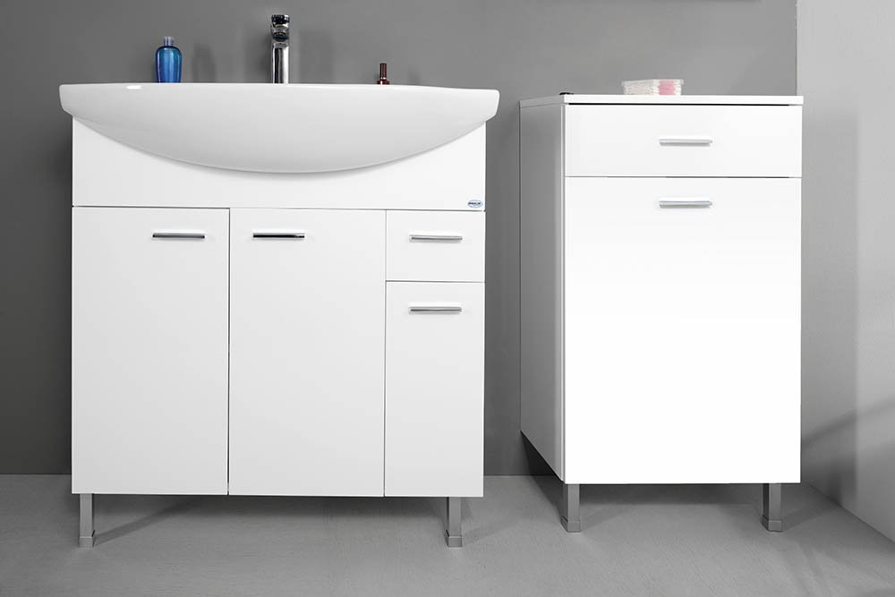 Aqualine ZOJA/KERAMIA FRESH skříňka spodní s košem 50x78x29cm, bílá, v koupelně