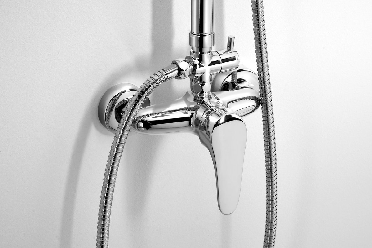 Aqualine KASIOPEA sprchový sloup s pákovou baterií, chrom, detail baterie s hadicí