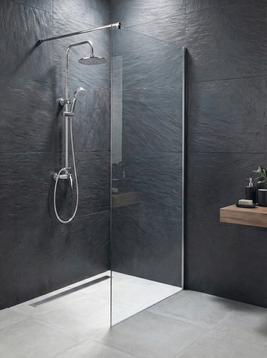 Aqualine KASIOPEA sprchový sloup s pákovou baterií, chrom, ve sprchovém koutě