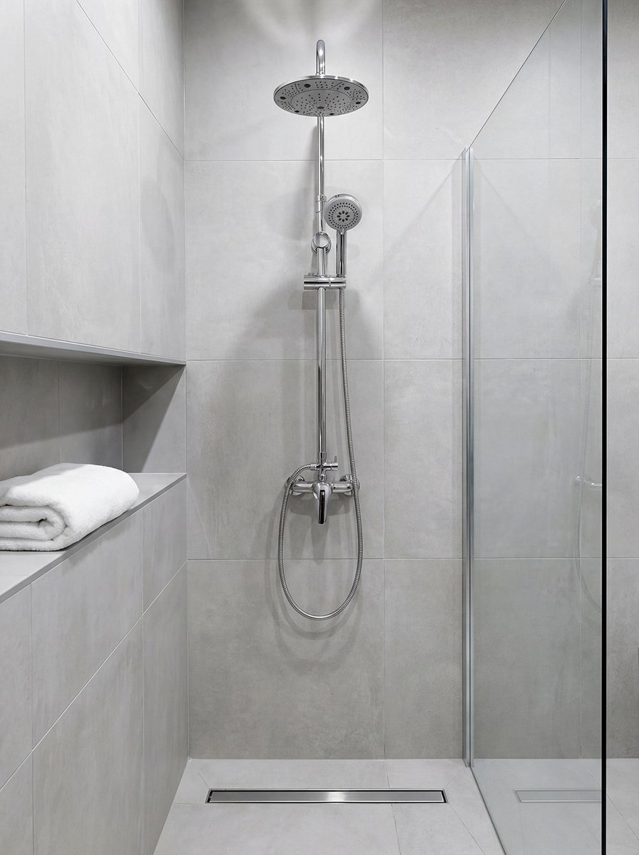 Aqualine KASIOPEA sprchový sloup s pákovou baterií, chrom, ve sprchovém koutě 3
