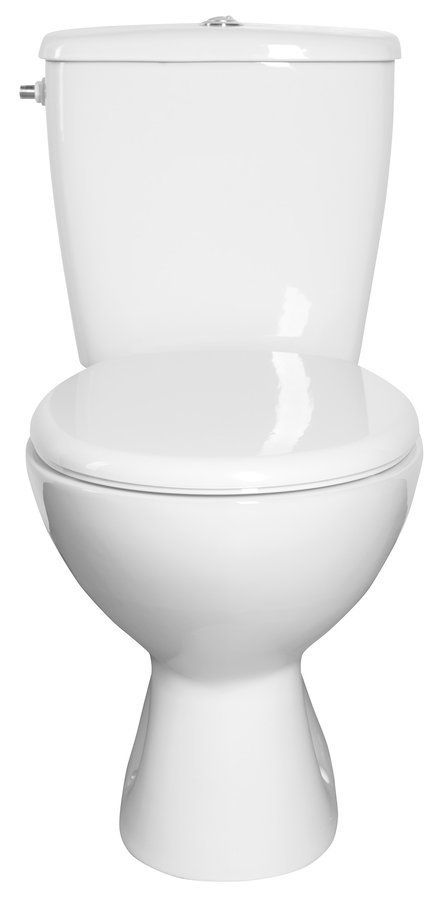 Aqualine MIGUEL WC kombi, dvojtlačítko 3/6l, spodní odpad, bílá, pohled zepředu