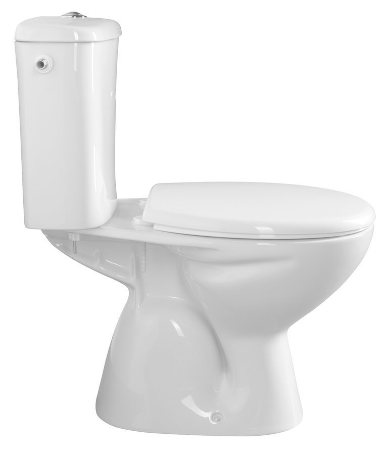 Aqualine MIGUEL WC kombi, dvojtlačítko 3/6l, spodní odpad, bílá, pohled zboku