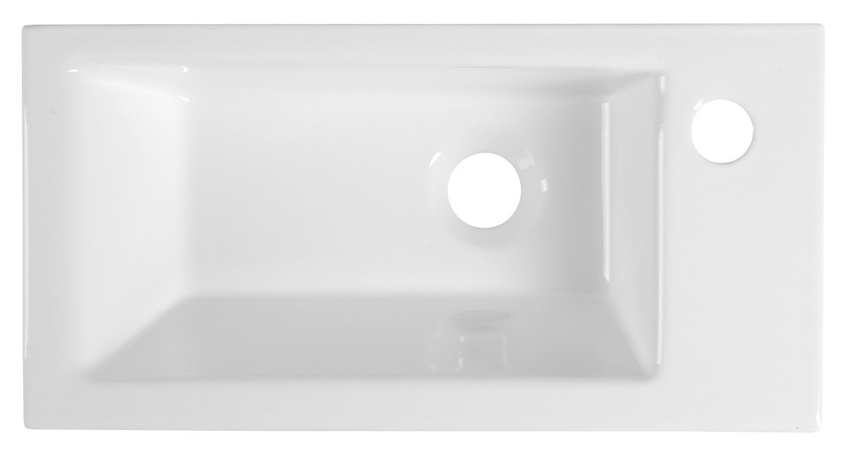 Aqualine ZUNO 50 keramické umývátko nábytkové 50x25cm, bílá, pohled shora