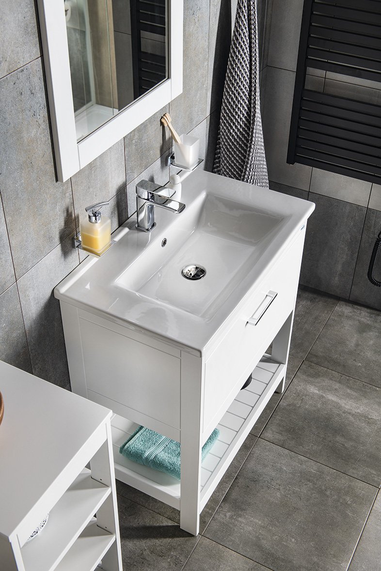 Aqualine ZUNO 75 keramické umyvadlo nábytkové 75x45cm, bílá, v koupelně