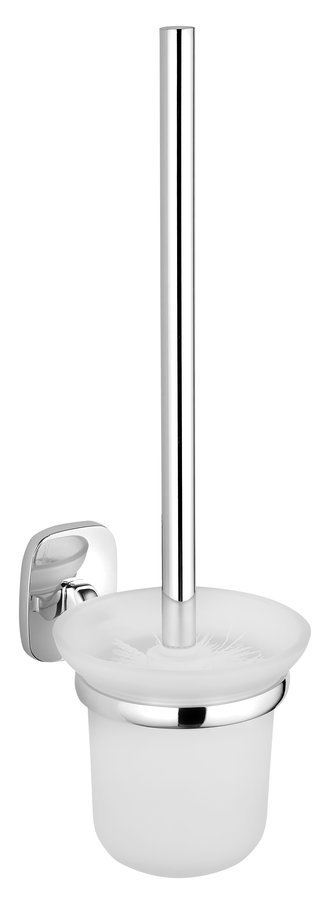 Aqualine RUMBA WC štětka závěsná, mléčné sklo, chrom
