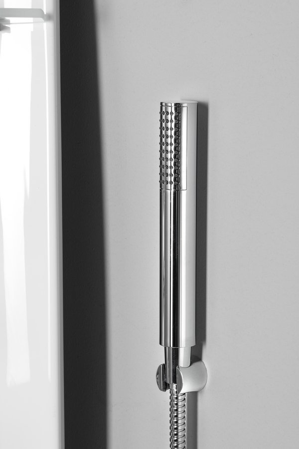 Polysan LUK termostatický sprchový panel rohový 250x1300mm, bílá, detail ruční sprchy