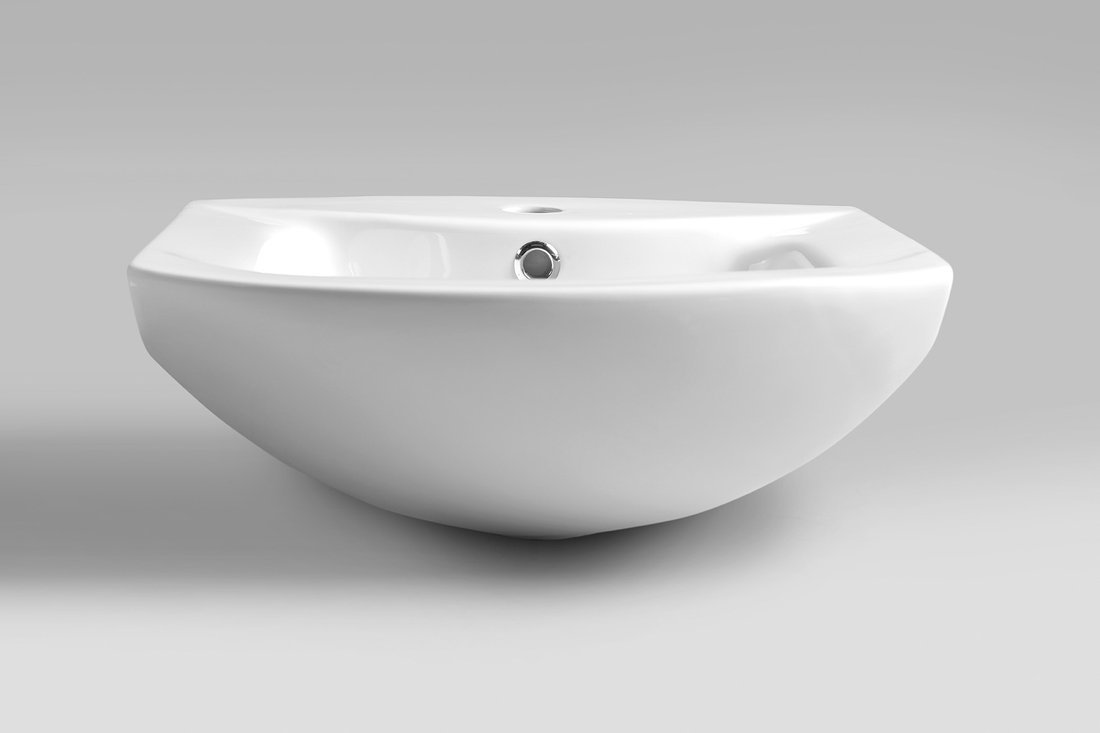 Aqualine ZERO 45 keramické umyvadlo nábytkové 45,5x40cm, bílá, pohled zboku 2
