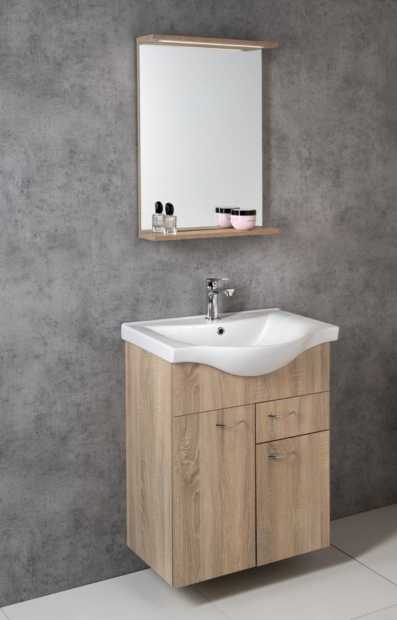 Aqualine ZARA 65 keramické umyvadlo nábytkové 64,5x46cm, bílá, v koupelně se zrcadlem