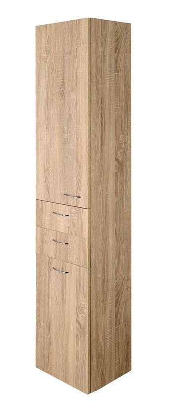 Aqualine ZOJA/KERAMIA FRESH skříňka vysoká s košem 35x184x29cm, dub platin, pohled zepředu